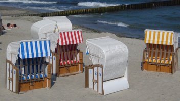 Strandkörbe an der Ostsee im Ort Nienhagen mit Unterkunft von FRIdA Frauenreisen