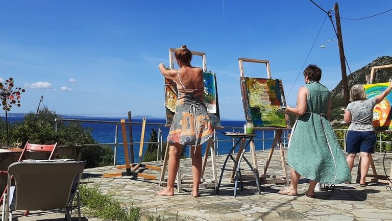 FRIdA Frauenreisen - Malen Frauen mit Blick auf das Ionische Meer