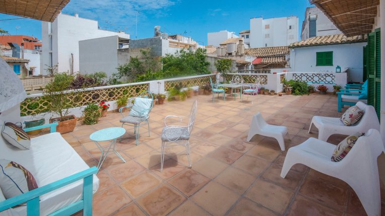 Dachterrasse in unserer Pension Playa Pollensa auf Mallorca