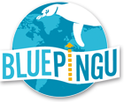 Blau-weies Logo von BluePingu